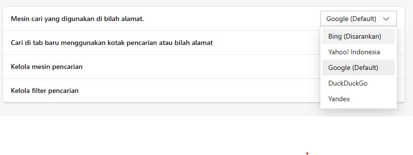ubah mesin pencari microsoft edge ubah mesin pencari microsoft edge